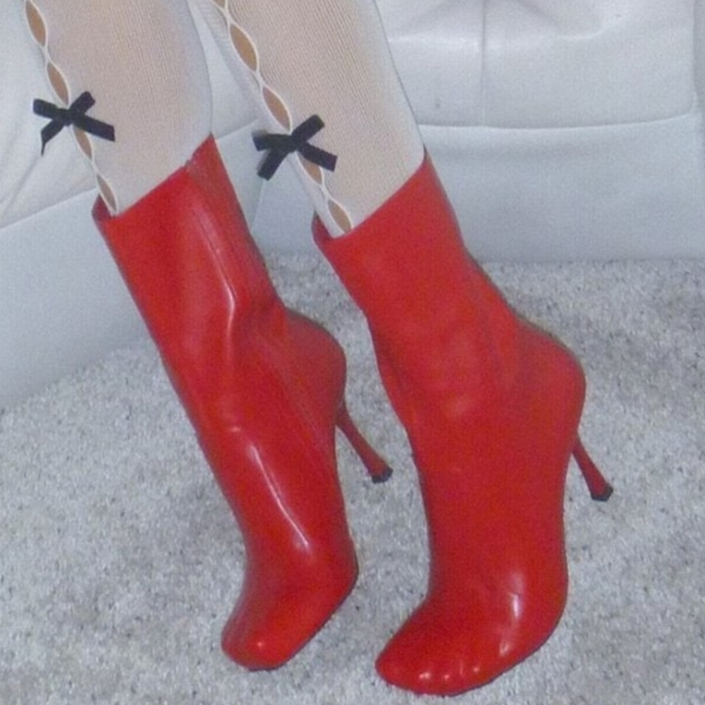 Jeffrey Campbell Red Heeled Boots Bold Statement - Picture 7 of 15